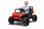 Voiture électrique enfants 12V UTV Small, rouge, propulsion arrière, batterie 12V, roues en plastique, large siège double pour un seul enfant, télécommande 2,4 GHz, lecteur MP3 avec entrée USB/SD, lumières LED