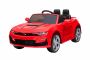 Voiture électrique Chevrolet Camaro, rouge, sous licence d'origine, alimenté par batterie 12 V, portes qui s'ouvrent, Siège en cuir artificiel, moteur 2x 35 W, lumières LED, télécommande 2,4 Ghz, roues EVA souples, démarrage en douceur