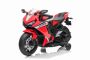 Moto électrique enfants 12V HONDA CBR 1000RR, sous licence, batterie 12V, siège en similicuir, roues en plastique, moteur 30W, feux à LED, châssis massif, roues auxiliaires, rouge
