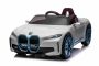 Voiture électrique à chevaucher BMW i4, blanc, télécommande 2,4 GHz, USB/AUX/Bluetooth, suspension de roue arrière, batterie 12V, lumières LED, moteur 2 X 25W, licence ORIGINAL