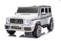 Voiture électrique pour enfants Mercedes-Benz G63 AMG 4x4, deux places, 24V, blanche, lecteur MP3 avec connexion USB/AUX et Bluetooth, transmission 4x4, batterie lithium, roues EVA avec suspension, sièges en similicuir, télécommande, modèle sous licence