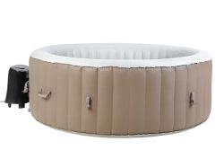 NOUVEAU BeneoSpa spa gonflable pour 4 personnes avec chauffage - spa à bulles rond portable pour l'extérieur - brun blanc - 180 cm - 130 jets de massage