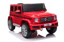 Voiture électrique Mercedes G500 12V, rouge, télécommande 2,4 GHz, entrée USB / SD, suspension arrière, batterie lithium, éclairage LED, licence ORIGINALE