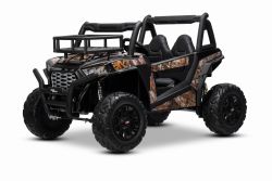 Voiture électrique enfants 24V 2 places UTV avec télécommande 2,4 GHz, Noir, Buggy électrique enfant, moteurs 2 X 200 W, Batterie lithium, lumières LED, roues EVA souples, lecteur MP3/USB/SD