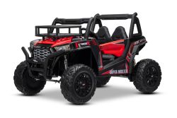 Voiture électrique enfants 24V 2 places UTV avec télécommande 2,4 GHz, rouge, Buggy électrique enfant, moteurs 2 X 200 W, Batterie lithium, lumières LED, roues EVA souples, lecteur MP3/USB/SD