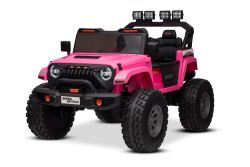 Voiture électrique Beneo Motors OFFRIDE 4x4 Deux places 24V, rose, lecteur MP3 avec entrée USB/AUX, transmission 4x4, batterie au lithium, grosses roues EVA avec suspension aux roues arrière, télécommande, phares LED