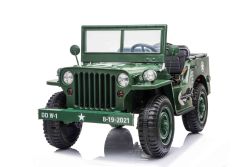 Voiture électrique enfant USA ARMY 4X4, Verte Trois places, Lecteur MP3 avec entrée USB / SD, Suspension intégrale, Éclairage LED, Pare-brise rabattable, Batterie 12V14AH, Roues EVA, Sièges en similicuir, Télécommande 2,4 GHz, 4 x 4 lecteur