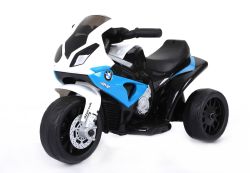 Moto électrique pour enfants BMW S 1000 RR, Moto à piles, 3 roues, sous licence, 1x moteur, batterie 6V, Bleu
