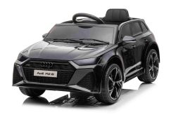 Voiture électrique enfants 12V Audi RS6, Noir, Siège en cuir, Moteur 2x 25W, voiture electrique enfants avec Télécommande 2,4 Ghz, Roues EVA souples, Lumières LED, Démarrage progressif, Licence ORIGINAL