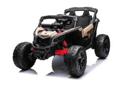 Voiture électrique pour enfants Can-am Maverick Monoplace avec entraînement 4X4, Noir, Suspension indépendante, Télécommande 2,4 Ghz, Moteurs 4 x 35W, Roues EVA, Siège en cuir, Lecteur MP3 avec entrée USB/AUX, Sous licence