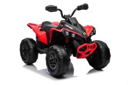 Quad électrique enfants 12V, Can-am Renegade, rouge, voiture electrique enfants 12V, lumières LED, batterie 12V, moteurs 2 x 35W, roues souples en EVA, lecteur MP3 avec entrée USB/AUX, sous licence