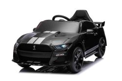 Voiture électrique enfants 12V Ford Shelby Mustang GT 500 Cobra, noire, télécommande 2,4 GHz, entrée USB, lumières LED, moteur 2 x 30 W, licence ORIGINALE
