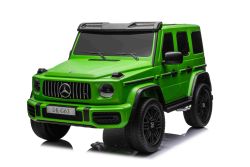4x4² Voiture électrique pour enfants 24V 2 places Mercedes-Benz G63 AMG, Peinte en verte, Lecteur MP4 avec entrée USB/AUX, Lecteur 4x4, Batterie 24V/7Ah, 4 moteurs 200W, Roues EVA avec suspension, Sièges en similicuir, Télécommande , Licence