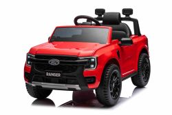 Voiture électrique FORD Ranger  12V, rouge, Siège en cuir, Télécommande 2,4 GHz, Entrée Bluetooth / USB, Suspension, Batterie 12V, Roues en plastique, Moteurs 2 X 30W, Licence ORIGINALE