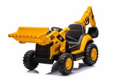 Excavatrice électrique Caterpillar sous licence avec godet de pente et godet d'excavation, monoplace, jaune, entrée USB sur lecteur MP3, propulsion arrière avec 2 moteurs de 30 W et batterie au lithium.