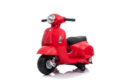 Scooter électrique Vespa GTS, rouge, avec roues auxiliaires, Autorisé, Batterie 6V, Siège en cuir, Moteur 30W