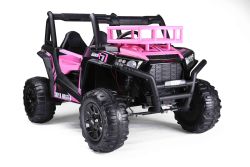 Voiture électrique enfants 24V 2 places UTV avec télécommande 2,4 GHz, Rose, Buggy électrique enfant, moteurs 2 X 200 W, Batterie lithium, lumières LED, roues EVA souples, lecteur MP3/USB/SD