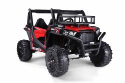 Voiture électrique enfants 24V 2 places UTV avec télécommande 2,4 GHz, rouge, Buggy électrique enfant, moteurs 2 X 200 W, Batterie lithium, lumières LED, roues EVA souples, lecteur MP3/USB/SD