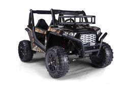 Voiture électrique enfants 24V 2 places UTV avec télécommande 2,4 GHz, Noir, Buggy électrique enfant, moteurs 2 X 200 W, Batterie lithium, lumières LED, roues EVA souples, lecteur MP3/USB/SD