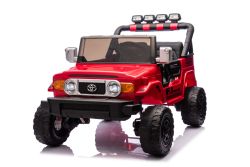 Voiture électrique Toyota FJ Cruiser XXL avec transmission 4x4, sous licence (deux places), rouge, batterie lithium portable, châssis surélevé, deux sièges, suspension arrière, télécommande 2,4 GHz, lecteur MP3 avec Bluetooth, lumières LED