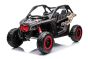 4x4 Buggy Voiture électrique enfants 12V 2 places à chevaucher Can-am Maverick, noire, suspension arrière, télécommande 2,4 Ghz, batterie portable, 4 moteurs 35 W, roues EVA, siège conducteur réglable, lecteur MP3 avec entrée USB/SD, sous licence