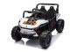 Voiture électrique enfants 12V UTV Small, blanche, propulsion arrière, batterie 12V, roues en plastique, large siège double pour un seul enfant, télécommande 2,4 GHz, lecteur MP3 avec entrée USB/SD, lumières LED