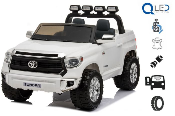 Toyota Tundra Xxl Blanc Voiture Electrique Pour Enfants 2 4ghz 24v 2 X 200w Moteur Frein Electrique Telecommande Deux Sieges En Cuir Roues En Mousse Souple Mp3 Usb Sd Licence D Origine Toyota