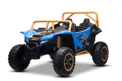 Buggy électrique Arctic CAT XXL 4x4 24V, bleu, deux places, roues EVA souples, moteurs puissants, batterie lithium, lecteur MP3 avec Bluetooth, suspension arrière, sièges en simili-cuir, sous licence