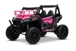Voiture électrique enfants 24V 2 places UTV avec télécommande 2,4 GHz, Rose, Buggy électrique enfant, moteurs 2 X 200 W, Batterie lithium, lumières LED, roues EVA souples, lecteur MP3/USB/SD