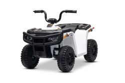 Quad électrique sous licence Arctic Cat 12V, transmission arrière, blanc, éclairage LED, batterie lithium, 2 moteurs de 25W