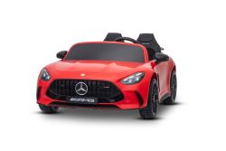 Voiture électrique pour enfants Mercedes GT63 AMG 24V avec transmission 4x4, rouge, 2 places, siège conducteur réglable, roues souples en EVA, télécommande 2,4 GHz, USB/Bluetooth, moteurs 200W, suspension, batterie lithium, phares LED, licence ORIGINALE