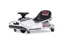 Beneo Motors Kart Électrique Drift 24V, blanc, moteur brushless 300W, batterie lithium, mode drift avec une vitesse jusqu’à 14 km/h, châssis en acier robuste, ceinture de sécurité, siège sport, volant multifonction