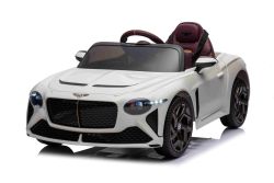 Voiture électrique pour enfants Bentley Bacalar 12V, blanche, portes s’ouvrant vers le haut, télécommande 2,4 GHz, éclairage LED, entrée USB/AUX, suspension, batterie lithium, 2 moteurs de 25W, licence ORIGINALE