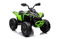 Quad électrique pour enfants 12V, Can-am Renegade, vert, voiture electrique enfants 12V, lumières LED, Batterie au lithium, moteurs 2 x 35W, roues souples en EVA, lecteur MP3 avec entrée USB/AUX, sous licence
