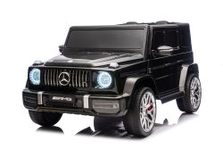 Voiture électrique pour enfants Mercedes-Benz G63 AMG 4x4, deux places, noir, lecteur MP3 avec connexion USB/AUX et Bluetooth, transmission 4x4, batterie lithium, roues EVA avec suspension, sièges en similicuir, télécommande, modèle sous licence