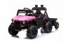 RSX SMALL avec remorque, Rose, Traction arrière, Batterie 12V, Siège en plastique, Télécommande 2,4 GHz, Lecteur MP3 avec entrée USB / Aux, Lumières LED