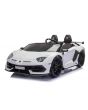 Voiture electrique enfànt lamborghini Aventador 12V, 2 places, Blanc, Portes à ouverture verticale, Moteur 2 x 12V, Batterie 12V, Télécommande 2,4 Ghz, Roues EVA souples, Suspension, Démarrage progressif, Lecteur MP3 avec USB, Licence d'origine