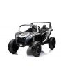 Voiture électrique enfant 24V UTV XXL, Blanc, deux places en cuir, Disques de frein, Moteur puissant, Lumières LED, Roues gonflables en caoutchouc avec suspension arrière, Lecteur MP3 avec USB et Bluetooth, Volant réglable