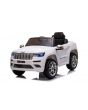 Voiture électrique enfant JEEP GRAND CHEROKEE 12V, BLANC, siège en cuir, batterie 12V / 7AH, portes qui s'ouvrent, moteur 2 x 35W, télécommande 2,4 Ghz, roues Soft EVA, suspension, démarrage progressif, lecteur MP3 avec entrée USB / AUX