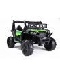 Voiture électrique enfant UTV 24V, verte, deux places en similicuir, télécommande 2,4 GHz, moteurs 2 X 200 W, frein électrique, lumières LED, roues EVA souples avec suspension, lecteur MP3 avec USB/AUX