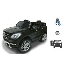 Voiture mercedes bebe 12V, Mercedes-Benz ML 350, Noir, Licence d'origine, À batterie, Portes à ouverture, Siège en plastique, 2x Moteur, Batterie 12 V, Télécommande de 2,4 Ghz, Démarrage en douceur, Amorti