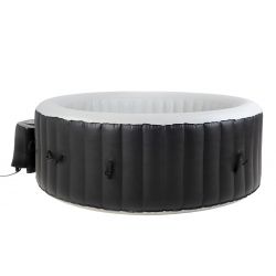 NOUVEAU BeneoSpa spa gonflable pour 4 personnes avec chauffage - spa à bulles rond portable pour l'extérieur - noir blanc - 180 cm - 130 jets de massage