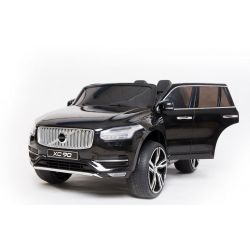 Électrique Volvo XC90, noir, double siège en similicuir, lecteur MP3 avec entrée USB, portes et capot ouvrants, batterie 12V10Ah, roues EVA, essieux suspendus, télécommande 2,4 GHz, sous licence