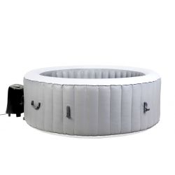 NOUVEAU BeneoSpa spa gonflable pour 6 personnes avec chauffage - spa à bulles rond portable pour l'extérieur - gris - 208 cm - 130 jets de massage 