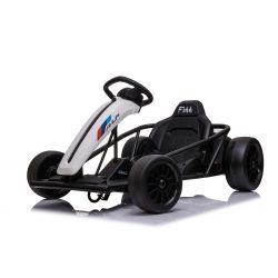 DRIFT-CAR 24V, Blanc, Roues de dérive lisses, Moteur 2 x 350W, Mode dérive à 13 Km / h, Batterie 24V, Construction solide
