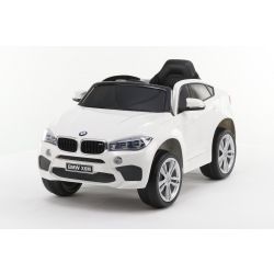 Voiture electrique enfants BMW X6M NEUF 12V, Siège monoplace, Blanc, licence d'origine, portes à ouverture auxiliaire, siège en similicuir, 2x moteur, batterie 12 V, télécommande de 2,4 GHz, roues Soft EVA, démarrage en douceur