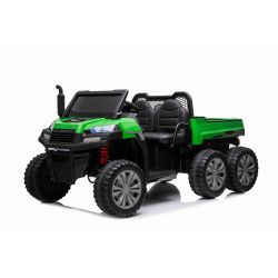 Voiture électrique enfant agricole sous licence RIDER 6X6 avec 4 roues motrices, batterie 2x12V, roues EVA, essieux suspendus, télécommande 2,4 GHz, biplace, lecteur MP3 avec entrée USB / SD, Bluetooth