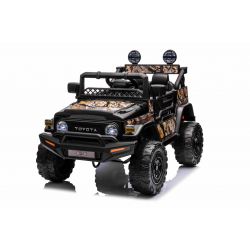 Voiture électrique enfant TOYOTA FJ CRUISER avec traction arrière, Noir, Batterie 12V, Châssis haut, Siège large, Suspension d'essieu arrière, Lumières LED, Télécommande 2,4 GHz, Lecteur MP3 avec entrée USB/AUX, Licence