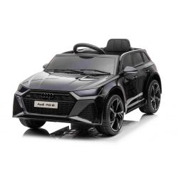 Voiture électrique enfant Audi RS6, Noir, Siège en cuir, Portes ouvrantes, Moteur 2x 25W, Batterie 12 V, Télécommande 2,4 Ghz, Roues souples EVA, Lumières LED, Démarrage progressif, Amortisseurs, Licence ORIGINAL