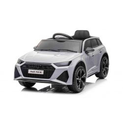 Voiture électrique enfant Audi RS6, Gris, Siège en cuir, Portes ouvrantes, Moteur 2x 25W, Batterie 12 V, Télécommande 2,4 Ghz, Roues souples EVA, Lumières LED, Démarrage progressif, Amortisseurs, Licence ORIGINAL